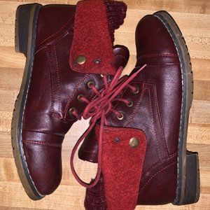LIKE NEW NATURE BREEZE RED VELVET BOOTS